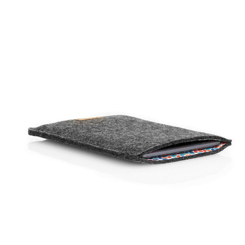 Hülle für PocketBook Basic 4 | aus Filz und Bio-Baumwolle | anthrazit - colorful | Modell "LET"