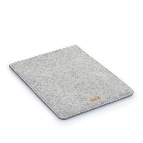 Custom made laptop sleeve | made of felt and organic cotton | light gray - Shapes | Model "LET"