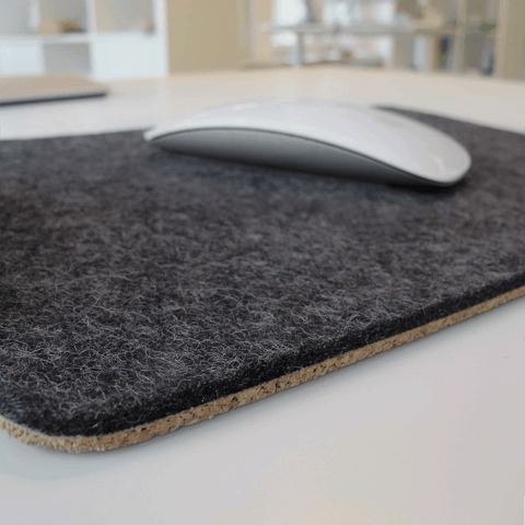 Mousepad aus Filz und Kork | 20 x 25 cm | anthrazit