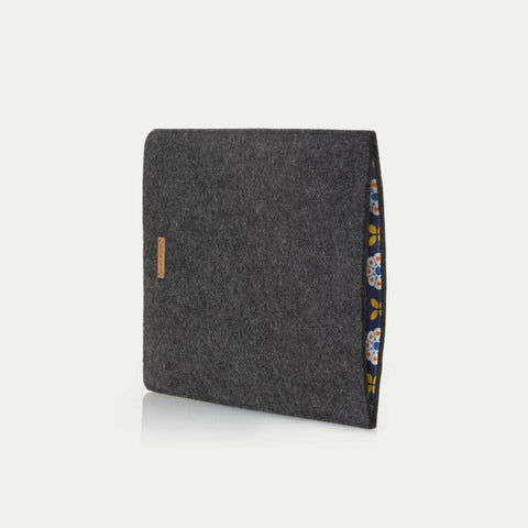 Hülle für iPad Pro 12,9" - 6. Gen | aus Filz und Bio-Baumwolle | anthrazit - bloom | Modell "LET"