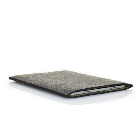 Hülle für Galaxy Tab S9 | aus Filz und Bio-Baumwolle | anthrazit - stripes | Modell "LET"