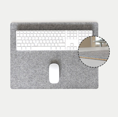 Skrivbordsunderlägg av filt och kork | 38x50cm | ljusgrå