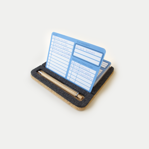 Noteholder "ToDo" inkl. 50 kort og kuglepen af træ | lavet af filt og kork | antracit