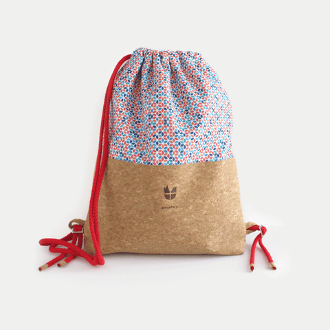 Gym bag, backpack | made of cotton and cork | Colorful
