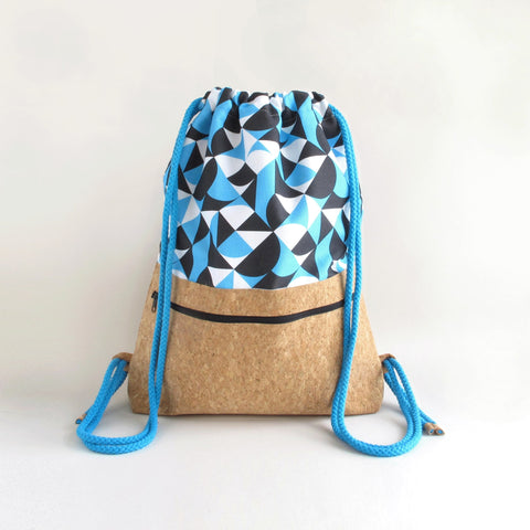 Gym bag, backpack | made of cotton and cork | Shapes