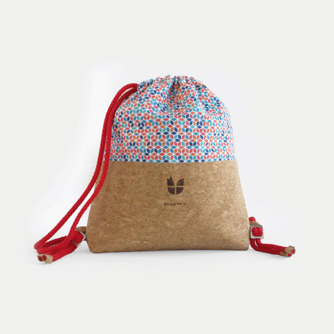 Gymväska för barn, liten ryggsäck | gjord av bomull och kork | Colorful