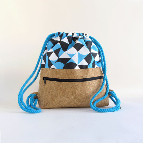 Gym bag for children, small backpack | made of cotton and cork | Shapes