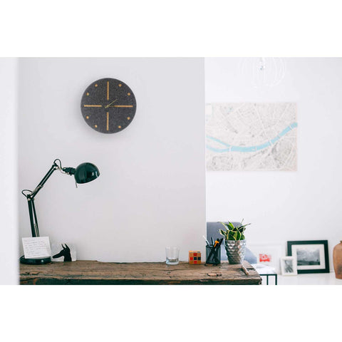Wall clock made of felt and cork 30 cm | anthracite - gold | Design: Odense
