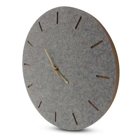 Wall clock made of felt and cork 30 cm | light gray - gold | Design: Copenhagen