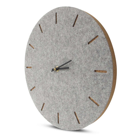 Wall clock made of felt and cork 30 cm | light gray - black | Design: Copenhagen