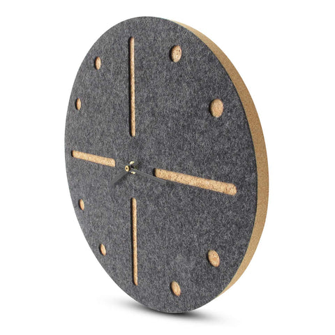 Wall clock made of felt and cork 30 cm | anthracite - black | Design: Odense