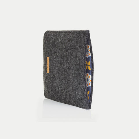 Case for Kobo Libra H2O | made of felt and organic cotton | anthracite - bloom | Model "LET"