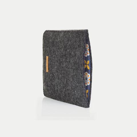 Hülle für PocketBook Basic Lux 3 | aus Filz und Bio-Baumwolle | anthrazit - bloom | Modell "LET"
