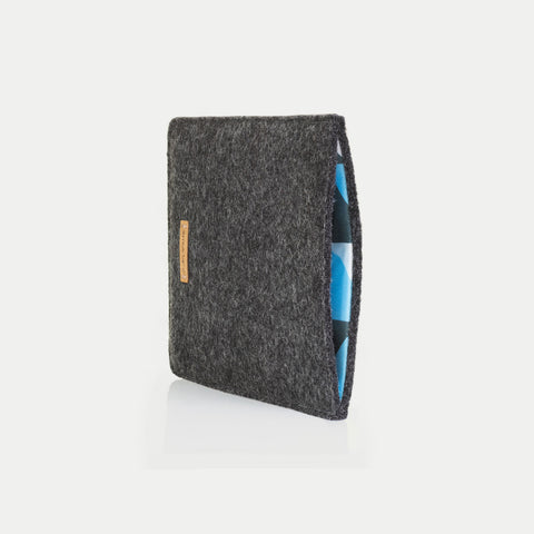 Custom made eReader cover | made of felt and organic cotton | anthracite - shapes | "LET" model