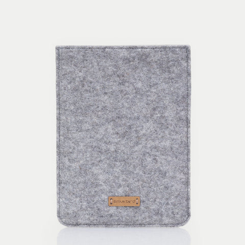 Hülle für PocketBook InkPad X | aus Filz und Bio-Baumwolle | hellgrau - stripes | Modell "LET"