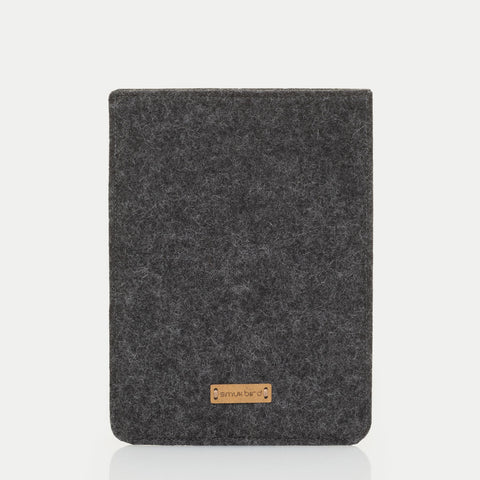 Custom made eReader cover | made of felt and organic cotton | anthracite - tracks | "LET" model
