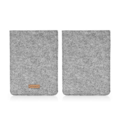 Custom made eReader cover | made of felt and organic cotton | light grey - stripes | "LET" model